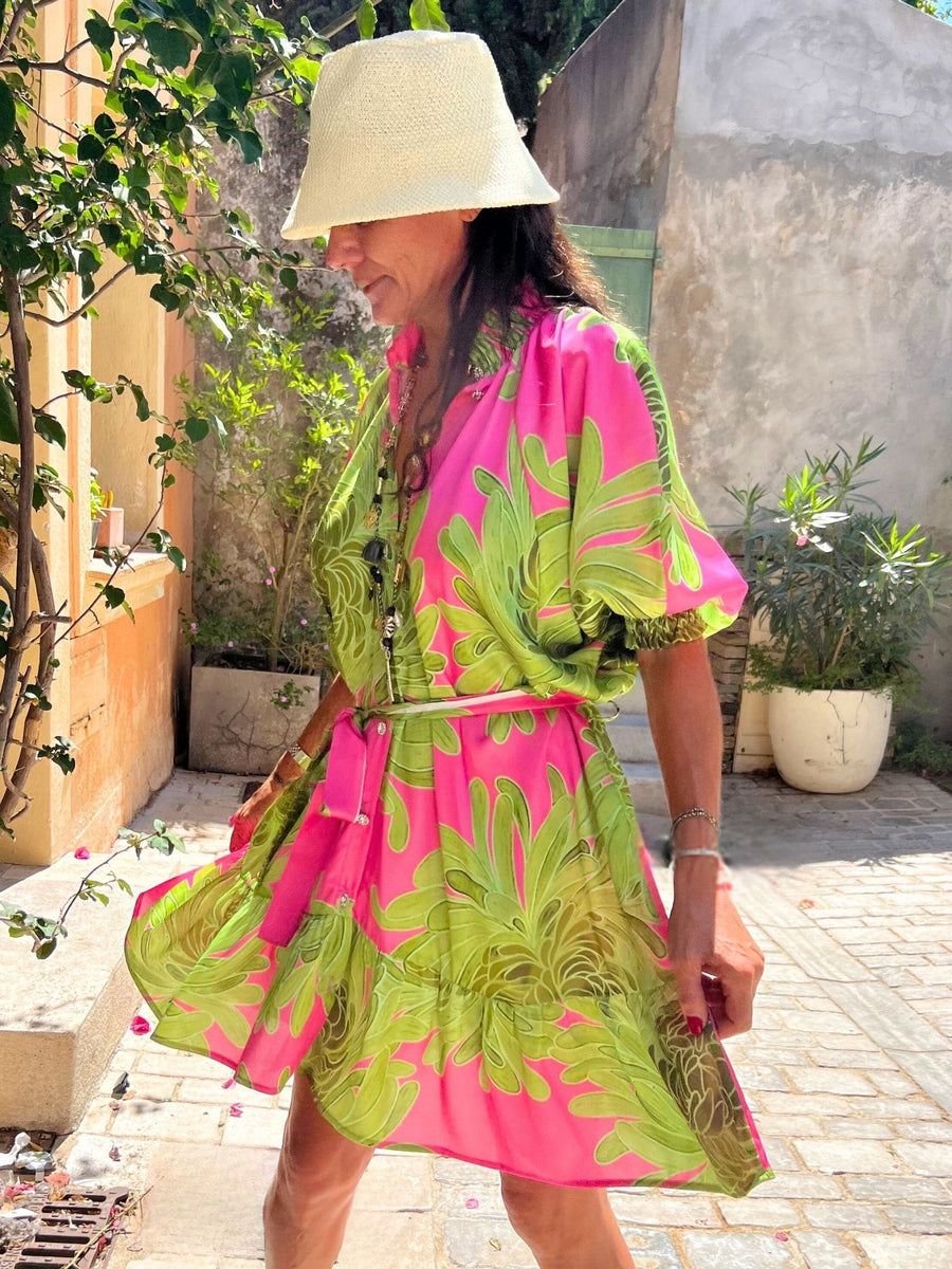 Robe Lou verte et rose